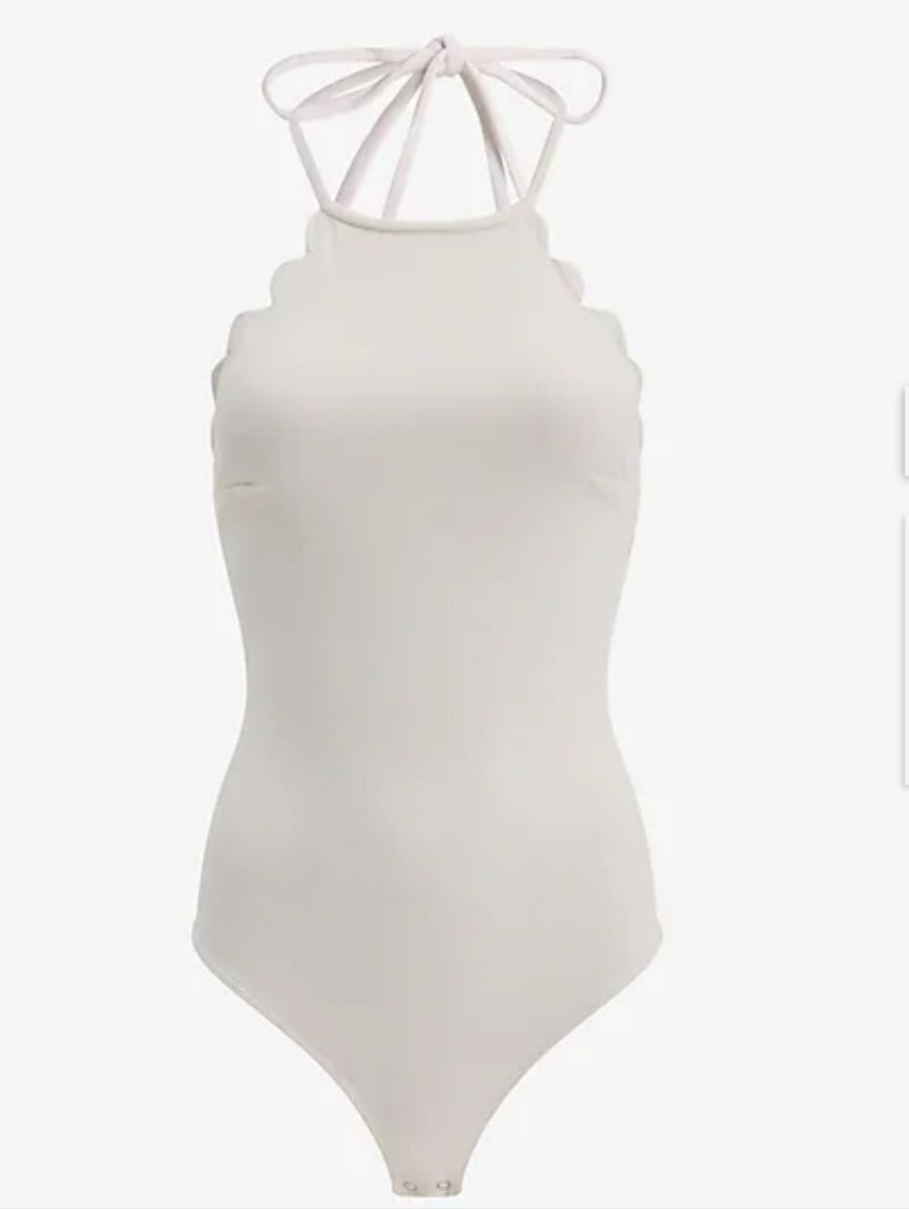 Express White Scalloped Halter Body Suit